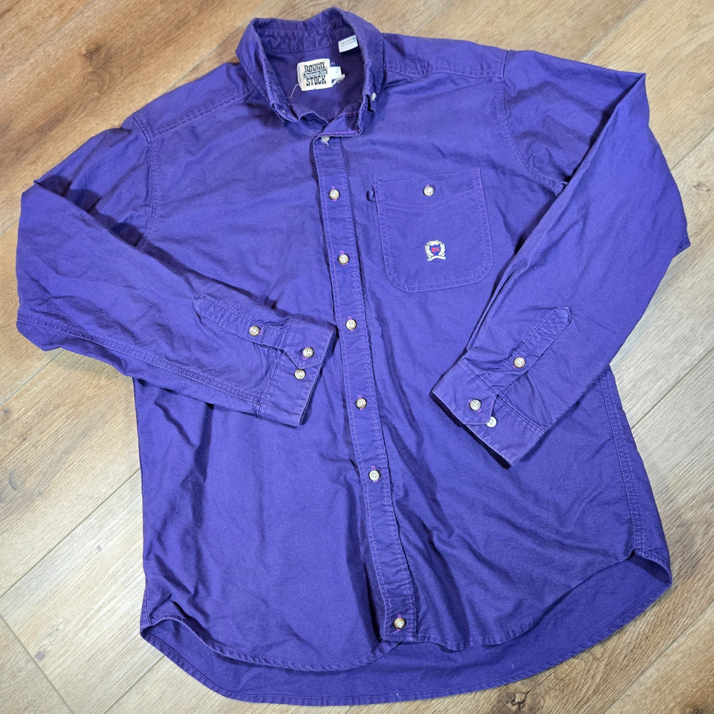Vintage Panhandle Slim Rough Stock Shirt Mens L Purple Western Rodeo Button Down